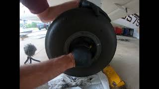 Jacking a Piper Cherokee 6 PA32 or PA28 using a Bogart Axle Jack and greasing wheel bearings.