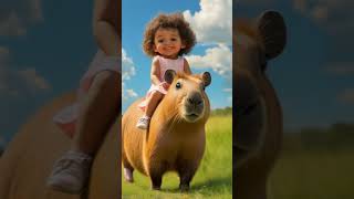 Cute Kid and Capybara