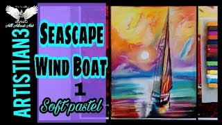 How to draw Seascape Wind Boat | Nature Drawing | Soft Pastel | A3 |