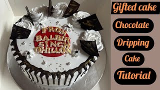 Eggless birthday cake with chocolate dripping/ chocolate decoration cake #caketutorial #egglesscake