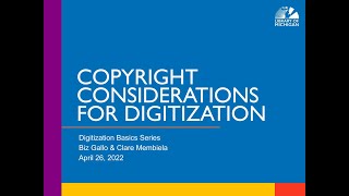 Copyright Considerations for Digitization with Biz Gallo