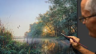 "Foggy morning" River landscape. Composer: Viktor Yushkevich.