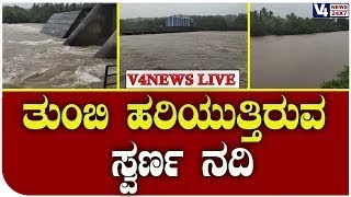 ಉಡುಪಿ : ನಿರಂತರ ಮಳೆಗೆ ತುಂಬಿ ಹರಿಯುತ್ತಿರುವ ಸ್ವರ್ಣ ನದಿ