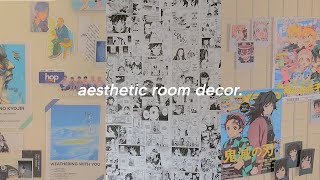 room decor : manga wall, aesthetic collages, + photo grids! 🌱🗑