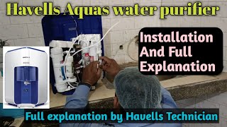 Havells AQUAS Water Purifier (White and Blue) RO+UF, Copper+Zinc+Minerals,installation by Technician