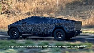 Tesla Cybertruck with new darker camouflage wrap spotted