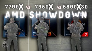 Faceoff e07: 7700X vs 7950X vs 5800X3D, Escape From Tarkov Gaming Performance Comparison