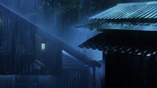 【大雨と雷の音・立体音響】6 分以内に眠りにつく |夜の大雨と雷雨 |睡眠のための雨の音- トタン・屋根のある場所で聞くきれいな雨の音！