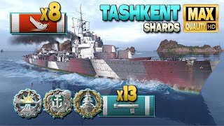 Destroyer Tashkent on map Shards, 8 ships destroyed - World of Warships
