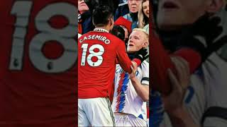 Casemiro grabs will Hughes is shown a red card and three match ban #shorts #redcards  #football