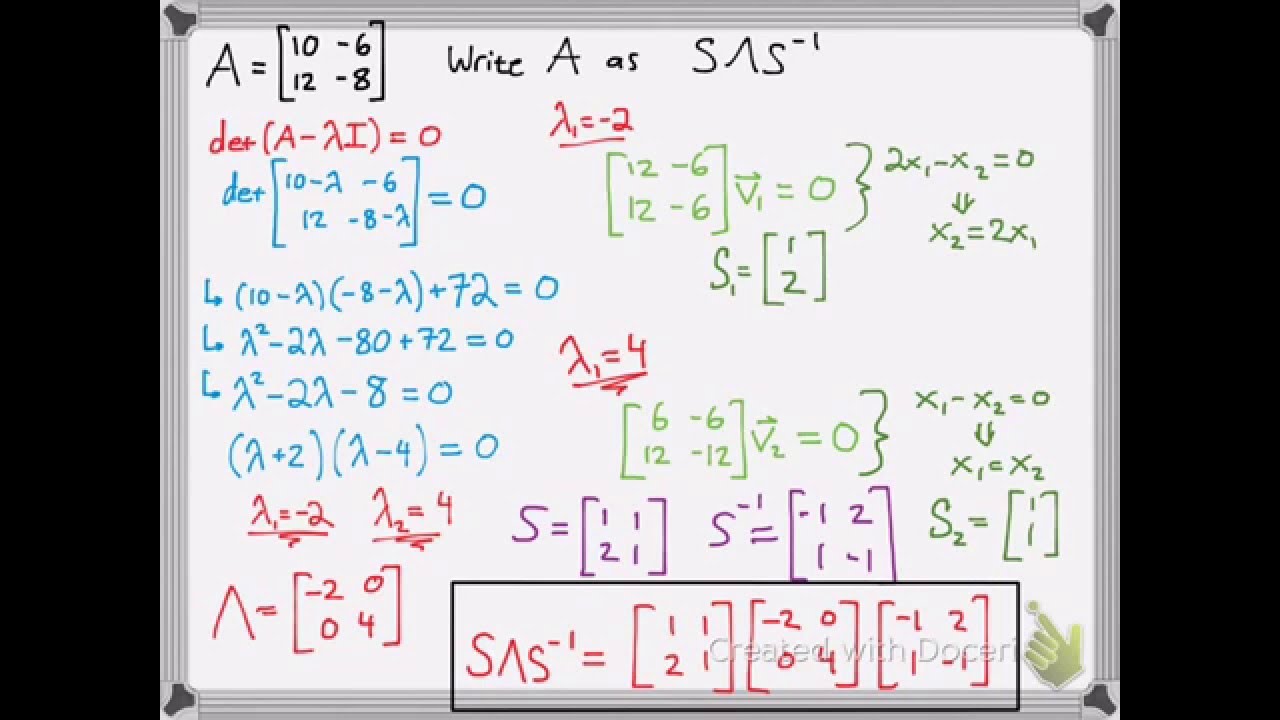 Linear Algebra: Diagonalization Example - YouTube