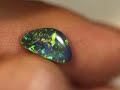 lightning ridge natural bright blue green black opal stone 1.24ct gem bopc050915