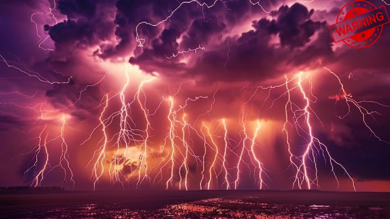 Terrible Thunderstorm Sounds With Rain Lightning Strikes Strong