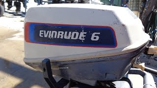 6M4C04 Used 1976 Evinrude 6604A 6HP 2-Stroke Tiller Outboard Boat Motor 15\