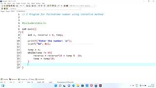 C program for palindrome number using iterative method || what is palindrome number #codingtutorial