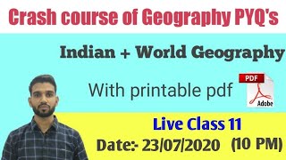 Geography PYQs (Indian + World) Live Test - 11