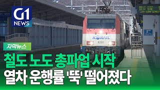 [G1자막뉴스] 철도노조 총파업..열차 운행률 '뚝'