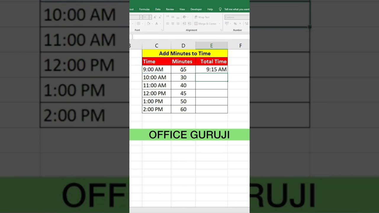 How to Add Minutes to Time in Excel  Excel Tutorial  #excel #shorts