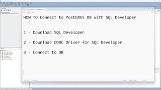 How to Connect PostgreSQL using SQL Developer