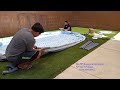 bestway 14 x 8 x 39.5 above ground pool setup on synthetic grass