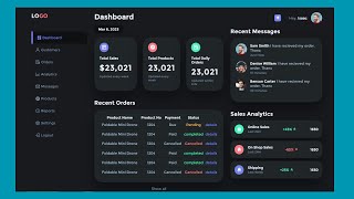 Admin Dashboard Using HTML CSS & JavaScript with Light & Dark Mode