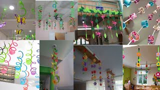 Preschool hanging decoration ideas/Paper flower hanging decoration/Classroom hanging decore ideas