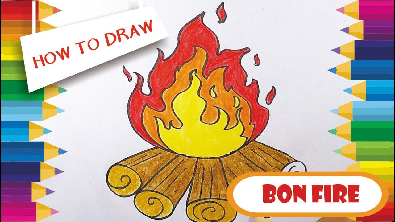 How To Draw Fire || Drawing Fire Easy Step By Step || Bon Fire Drawings ...