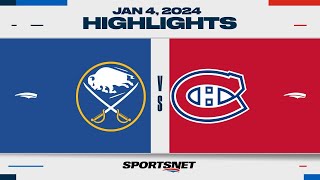 NHL Highlights | Sabres vs. Canadiens - January 4, 2024