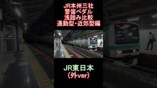 JR三社ペダル浅踏み警笛比較