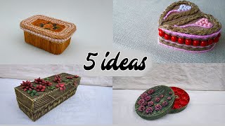 5 DIY: How to make jewelry box ideas. Best out of waste craft ideas