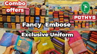 Pothys,CBE.. combo offers.starts from jus 400/- onwards Fancy Embose Sarees \u0026 uniform combo sarees