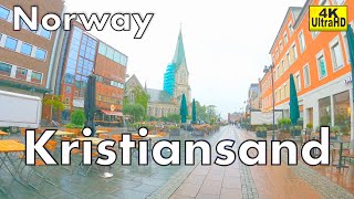 Kristiansand - City Walk in Rain