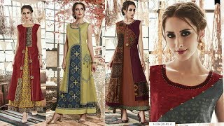 Designer Long Party Wear ,Stylish Fancy Long Double Layer Kurti Kurta For women's|Trendy India 26