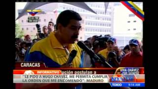 Proclamándose como "hijo de Chávez" Maduro oficializó su candidatura a la Presidencia