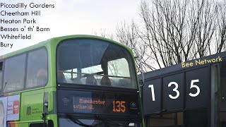 Bee Network: Route 135 (Manchester, Piccadilly Gardens → Bury, Interchange)