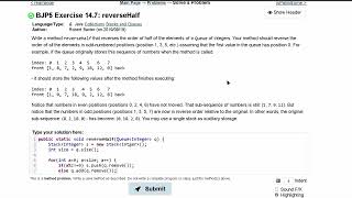 Java Practice It | Exercise 14.7: reverseHalf | Collections, #stacks and #queues , stacks, queues