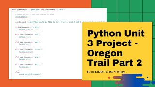Python Unit 3 Project: Oregon Trail - Part 2