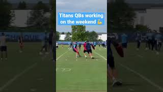 #Titans QBs Ryan Tannehill and rookie Malik Willis working on the weekend! #TrainingCamp #NFL