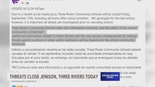 Jenison, Three Rivers close Friday due to more online threats