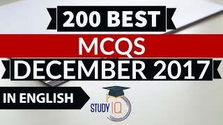 (English) 200 Best current affairs MCQ from December 2017  IBPS PO/SSC CGL/UPSC/PCS/KVS/IAS/RBI 2018
