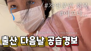 짬찌아픈데 아기 낳자마자 공습경보 ㅁㅊ... (출산 후 퇴원, 신생아 멍, 자연분만 회복 vlog)/꽁지 KKONGJI