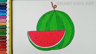 How To Draw Watermelon | Watermelon Drawing | Watermelon | Smart Kids Art