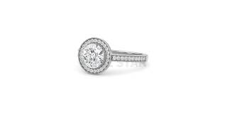 Round Lab Grown Diamond Halo Ring 1CT 14K White Gold