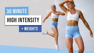 30 MIN FULL BODY HIIT + STRENGTH Workout - With Weights - Get Strong, Burn Fat, No Repeat