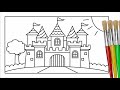 How to draw and color a castle | Learn drawing and coloring