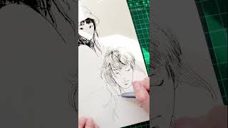 Ink sketch Ver.2 | pentel brush pen+fineliner girl’s portrait drawing #art #asmrsketchbook