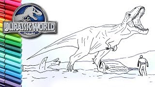 Jurassic World Fallen Kingdom Drawing and Coloring Dinosaur | Trex Dinosaur Color Pages for Children