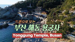 드론영상. 부산사찰 해동용궁사 - 소원을 들어주는 절로 유명한 절. 외국인이 가장많이 찾는 부산명소 1위. South Korea.