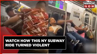 New York Subway | Man Attacks Co-Passenger For Bizarre Reason | Violent Brawl Erupts | Shocking News