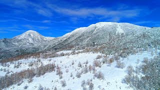 4K映像 絶景ドローン空撮「白銀 厳冬の北八ヶ岳・蓼科山」北八ヶ岳ロープウェイ～北横岳・蓼科山 冬景色 雪景色 樹氷